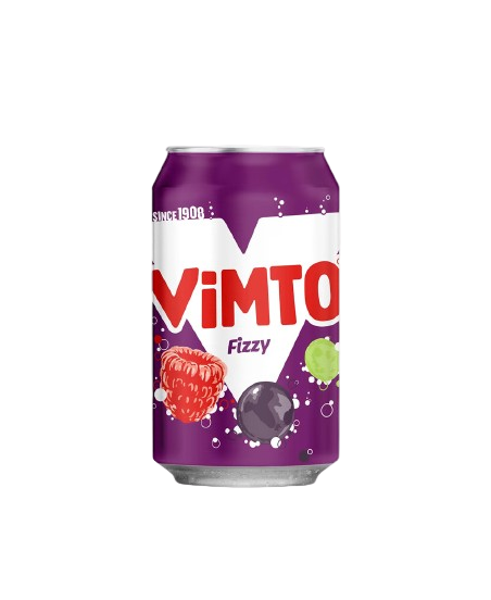 Vimto can on a white background