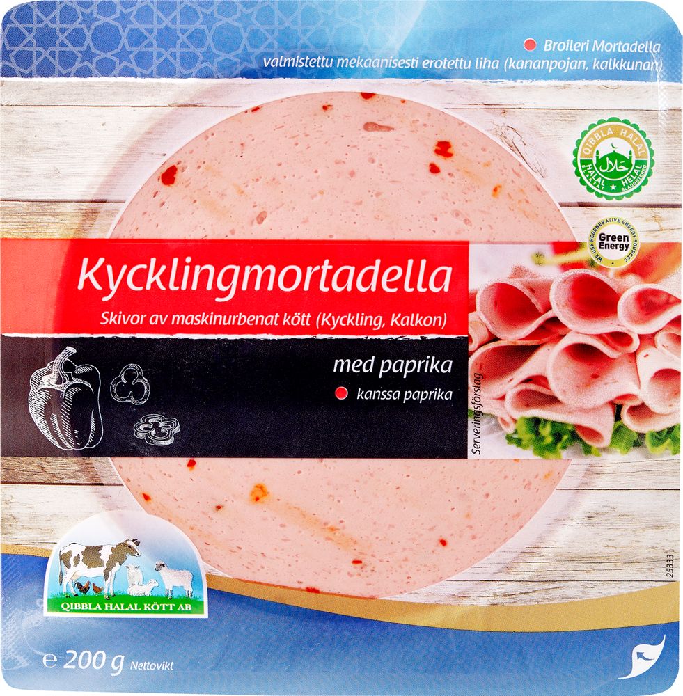 Qibbla Halal kycklingmortadella med paprika 200g