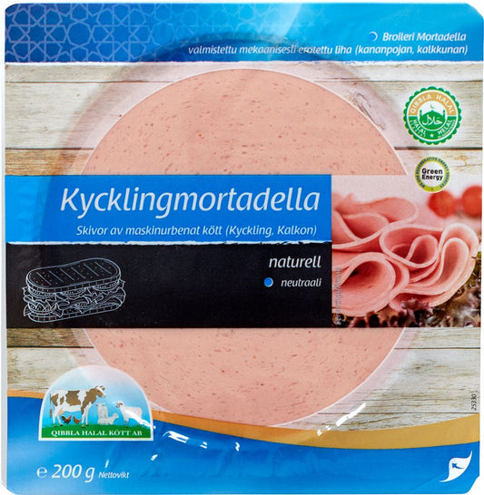 Qibbla Halal Skivad kycklingmortadella naturell 200g
